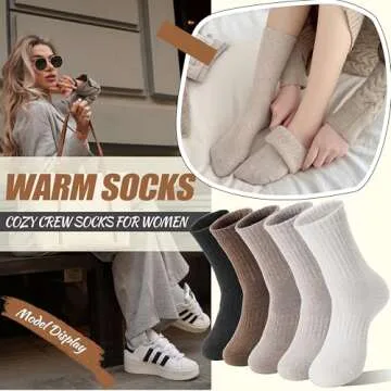 EBMORE Women's Wool Thermal Cozy Socks for Winter