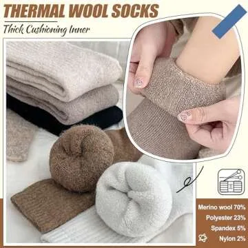 EBMORE Women's Wool Thermal Cozy Socks for Winter