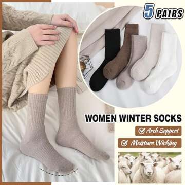 EBMORE Women's Wool Thermal Cozy Socks for Winter