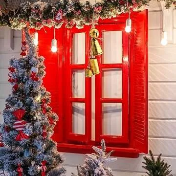 Fiada 8 Pcs Christmas Bells Set Harmony Jingle Bells Cow Bells Vintage Christmas Bell Decor Decorative Bells Oversized Christmas Ornaments Rustic Vintage Christmas Bell Decor