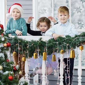 Fiada 8 Pcs Christmas Bells Set Harmony Jingle Bells Cow Bells Vintage Christmas Bell Decor Decorative Bells Oversized Christmas Ornaments Rustic Vintage Christmas Bell Decor