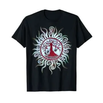 Artistic Sun & Moon Mandala Tree Design T-Shirt for Nature Lovers