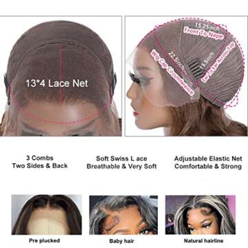 UNICE 12A Chocolate Brown Blonde Body Wave 13x4 Lace Front Wigs Human Hair Balayage Highlights Glueless Frontal Wigs Pre Plucked with Baby Hair Natural Hairline 150% Density 20inch