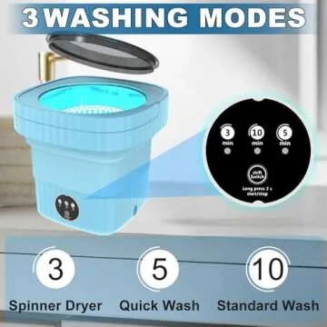 Mini Portable Washing Machine Small - Portable Mini Washing Machine with Spin, Mini Lavadora Portatil Washer Foldable, Small Washing Machine Portable Used for Travel Blue
