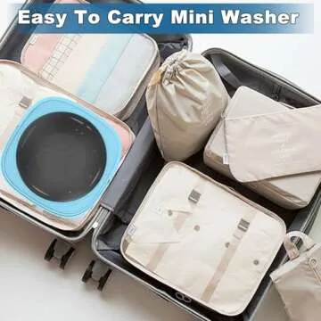 Mini Portable Washing Machine Small - Portable Mini Washing Machine with Spin, Mini Lavadora Portatil Washer Foldable, Small Washing Machine Portable Used for Travel Blue