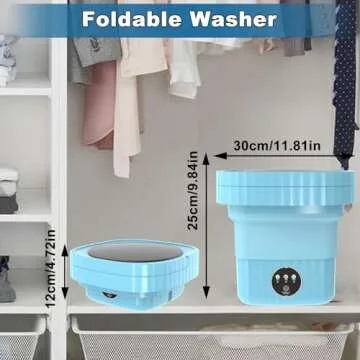Mini Portable Washing Machine Small - Portable Mini Washing Machine with Spin, Mini Lavadora Portatil Washer Foldable, Small Washing Machine Portable Used for Travel Blue