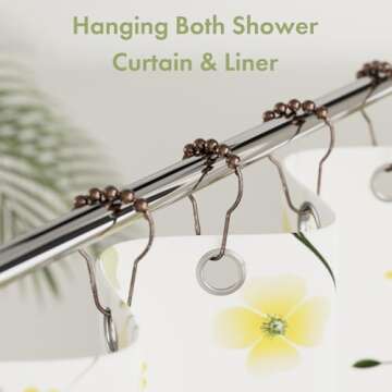 Amazer Shower Curtain Hooks, Decorative Bronze Shower Curtain Hooks,Stainless Steel Rust-Resistant S...