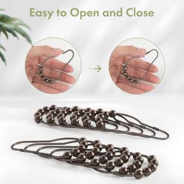Amazer Shower Curtain Hooks, Decorative Bronze Shower Curtain Hooks,Stainless Steel Rust-Resistant Shower Hooks for Curtains-Set of 12