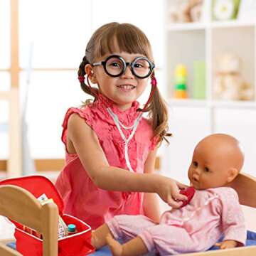 Pidoko Kids Doctor Kit for Kids - Wooden Pretend Play Set (11 Pcs) - Toys for Toddlers Boys and Girls 3, 4, 5, 6, 7 Year Old and up - Doctors Medical Gifts Playset