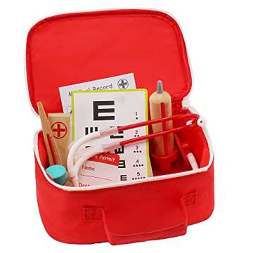 Pidoko Kids Doctor Kit for Kids - Wooden Pretend Play Set (11 Pcs) - Toys for Toddlers Boys and Girls 3, 4, 5, 6, 7 Year Old and up - Doctors Medical Gifts Playset