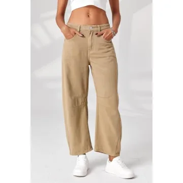 GREAIDEA Wide Leg Mid Rise Barrel Jeans for Women
