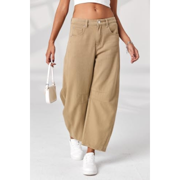 GREAIDEA Wide Leg Mid Rise Barrel Jeans for Women
