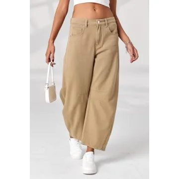 GREAIDEA Wide Leg Mid Rise Barrel Jeans for Women