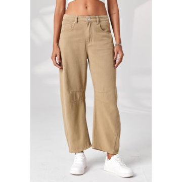 GREAIDEA Wide Leg Mid Rise Barrel Jeans for Women