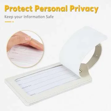 Travelambo Luggage Tags for Suitcases Faux Leather Privacy Protection 2 Pack Bag Tags Travel Accessories Essential, Ivory