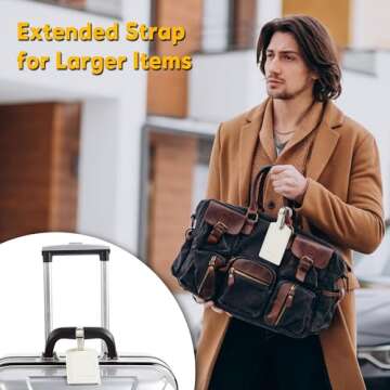 Travelambo Luggage Tags for Suitcases Faux Leather Privacy Protection 2 Pack Bag Tags Travel Accessories Essential, Ivory