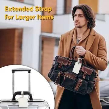 Travelambo Luggage Tags for Suitcases Faux Leather Privacy Protection 2 Pack Bag Tags Travel Accessories Essential, Ivory