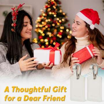 Travelambo Luggage Tags for Suitcases Faux Leather Privacy Protection 2 Pack Bag Tags Travel Accessories Essential, Ivory