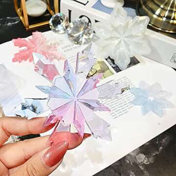 cdbz Snowflake Silicone Resin Casting Mold,3D Snowflake Silicone Resin Mold,Christmas Resin Molds,Resin Mold Snowflake for Jewelry Pendant,DIY Xmas for Resin Epoxy Winter Home Decoration 2PC