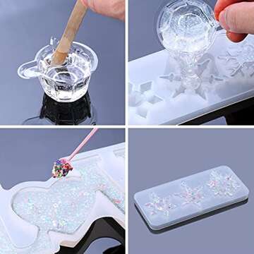 cdbz Snowflake Silicone Resin Casting Mold,3D Snowflake Silicone Resin Mold,Christmas Resin Molds,Resin Mold Snowflake for Jewelry Pendant,DIY Xmas for Resin Epoxy Winter Home Decoration 2PC
