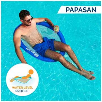 SwimWays Spring Float Papasan Pool Lounger for Swimming Pool, Inflatable Pool Floats Adult with Fast Inflation for Ages 15 & Up, Blue