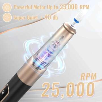 Denabuty Nail Drill Cordless, Electric Nail File 12 in 1 with LED Display, Nail Drill Machine Professional Portable Rechargeable E File for Gel Acrylic Manicure Pedicure Set with 5 Speeds Black