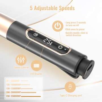 Denabuty Nail Drill Cordless, Electric Nail File 12 in 1 with LED Display, Nail Drill Machine Professional Portable Rechargeable E File for Gel Acrylic Manicure Pedicure Set with 5 Speeds Black