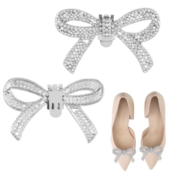 WLLHYF 1 Pair Rhinestone Shoe Clips - Classic Sparkling Bow Heels Decoration