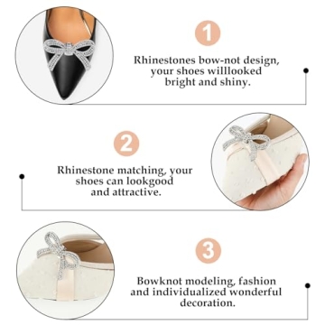 WLLHYF Rhinestone Shoe Clips - Sparkling Bow Heels