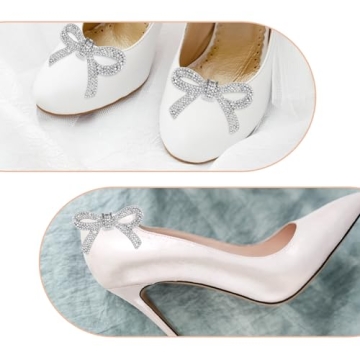 WLLHYF Rhinestone Shoe Clips - Sparkling Bow Heels