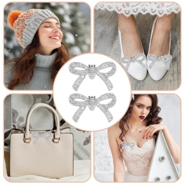 WLLHYF Rhinestone Shoe Clips - Sparkling Bow Heels