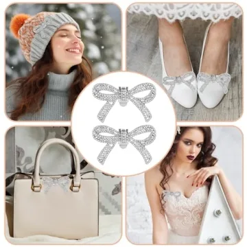 WLLHYF Rhinestone Shoe Clips - Sparkling Bow Heels