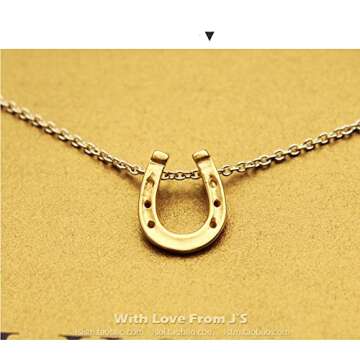 Message Card Bar Pendant Necklace for Women Friendship Horseshoe Good Luck Elephant Pendant Chain Necklace with Gift Card