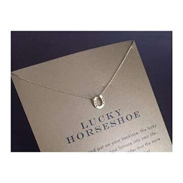 Message Card Bar Pendant Necklace for Women Friendship Horseshoe Good Luck Elephant Pendant Chain Necklace with Gift Card
