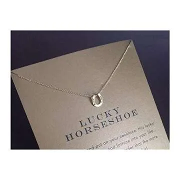 Message Card Bar Pendant Necklace for Women Friendship Horseshoe Good Luck Elephant Pendant Chain Necklace with Gift Card