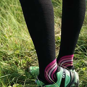 Compression Socks for Men & Women - Anti DVT Varicose Vein Stockings - Running - Shin Splints Calf Support - Flight Travel - S/M