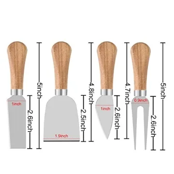 Elegant 4 Piece Cheese Knives Set with Wooden Handles
