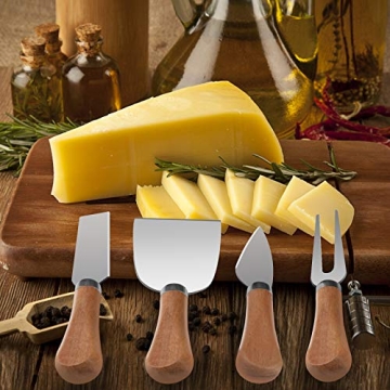 Elegant 4 Piece Cheese Knives Set with Wooden Handles