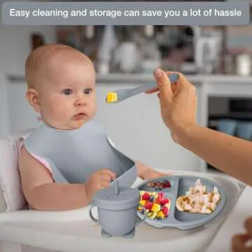 Mutualproducts 10 Pcs Baby Utensils – Silicone Baby Spoons and Forks for Self Feeding – Suction ...