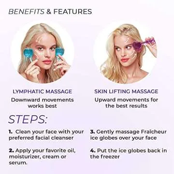 FRAÎCHEUR ICE Globes | Frozen Cryo Roller for Cold Facial Massage | Skincare Cooling Glass Massager with Anti-Freeze Liquid Inside | Reduce Puffiness, Pores (Pink with Glitters)