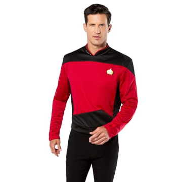 Rubies Men's Star Trek the Next Generation Deluxe Commander Picard Costume Shirt, Red, Medium
