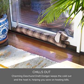 Elements Cute Draft Stopper for Home and Office - Brown Tweed Dog Weighted Fabric Animal Draft Stopper, 35-Inch