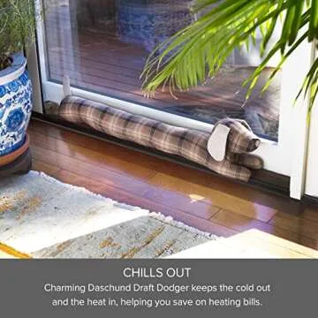 Elements Cute Draft Stopper for Home and Office - Brown Tweed Dog Weighted Fabric Animal Draft Stopper, 35-Inch