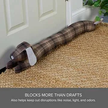 Elements Cute Draft Stopper for Home and Office - Brown Tweed Dog Weighted Fabric Animal Draft Stopper, 35-Inch