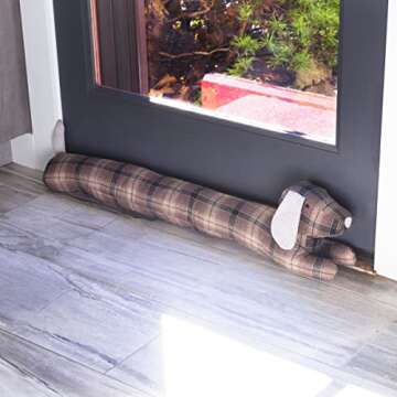Elements Cute Draft Stopper for Home and Office - Brown Tweed Dog Weighted Fabric Animal Draft Stopper, 35-Inch