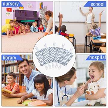 6 Pieces Door Silencer Door Jammer Door Closer Cushion with Elastic Straps Nursery Door Stopper for Reducing Noise Quiet Doors (Grey V-Shaped)