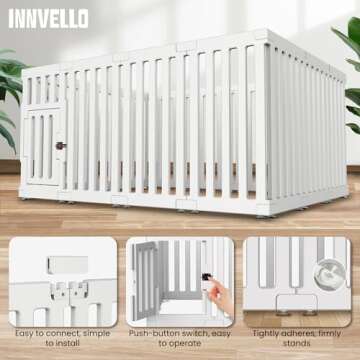 INNVELLO Dog Playpens Indoor in Strong Plastic,14 Panel,25.6in H Non-Slip Puppy Playpen,Pet Playpen ...
