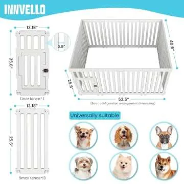 INNVELLO Dog Playpens Indoor in Strong Plastic,14 Panel,25.6in H Non-Slip Puppy Playpen,Pet Playpen Indoor Suitable for Small Dogs,Easy to Install and Remove playpen for Dogs Indoor,White Puppy Pen