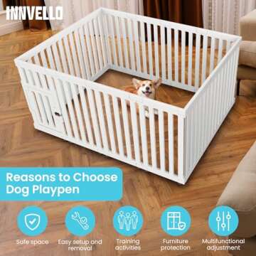 INNVELLO Dog Playpens Indoor in Strong Plastic,14 Panel,25.6in H Non-Slip Puppy Playpen,Pet Playpen Indoor Suitable for Small Dogs,Easy to Install and Remove playpen for Dogs Indoor,White Puppy Pen