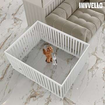 INNVELLO Dog Playpens Indoor in Strong Plastic,14 Panel,25.6in H Non-Slip Puppy Playpen,Pet Playpen Indoor Suitable for Small Dogs,Easy to Install and Remove playpen for Dogs Indoor,White Puppy Pen